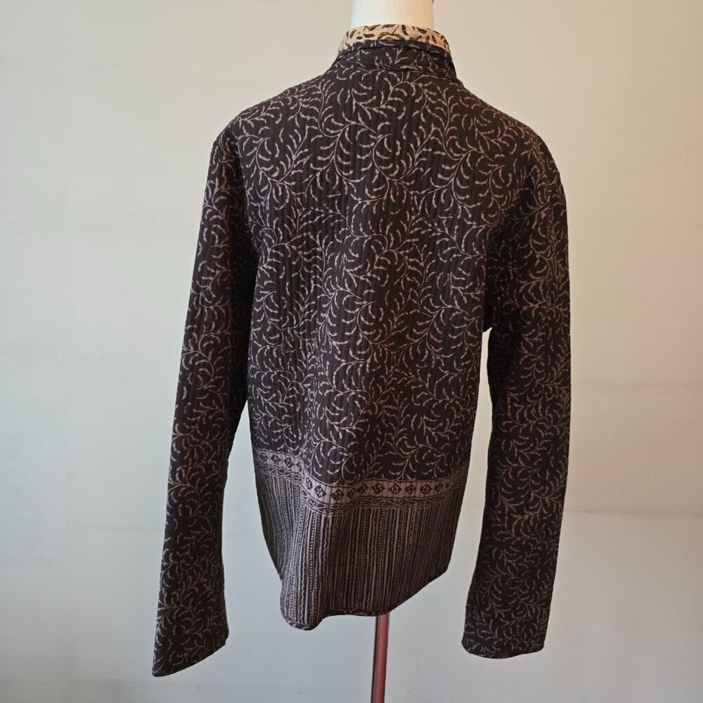 Reversible Quilted Jacket in Cream & Brown - Picture 7 of 16